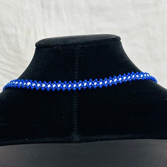 Vintage Handmade Glass Seed Bead Necklace w/ Leather Moccasin Pendants - Picture 3 of 4